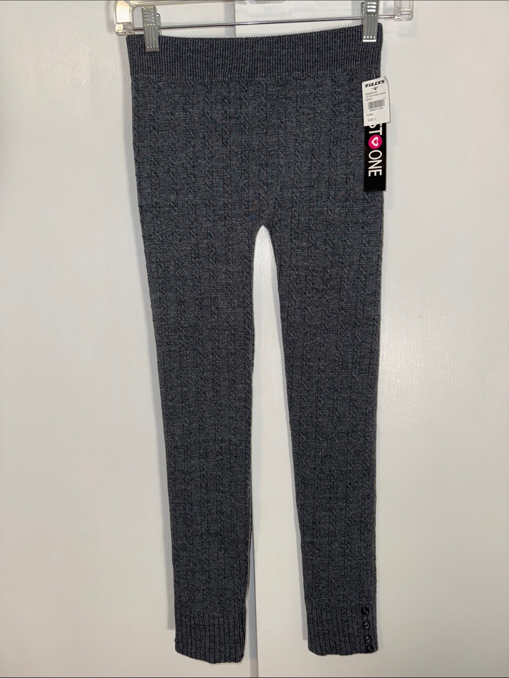 Just One Cable Knit Leggings Girls L Large Gray Grey